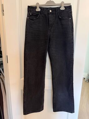 Zara Women's Black Wide/Straight-Leg Jeans